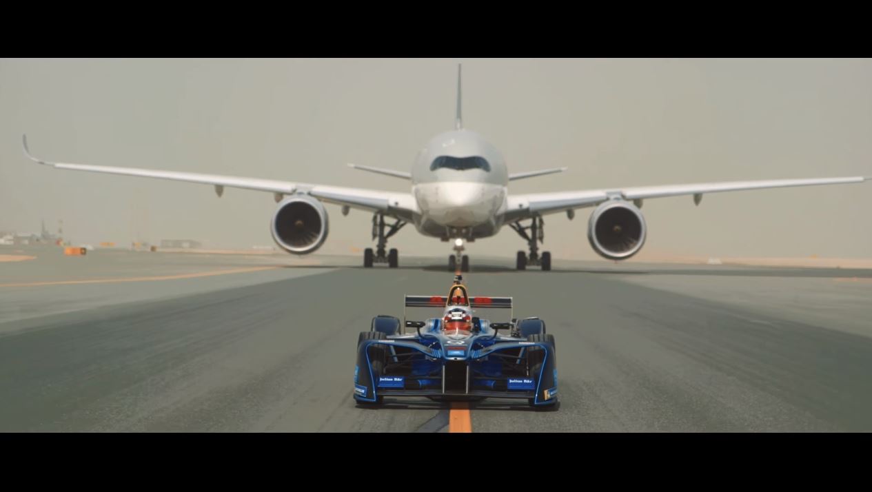 ABB FIA Formula E-race car vs Qatar Airways’ Airbus A350 and Boeing 787