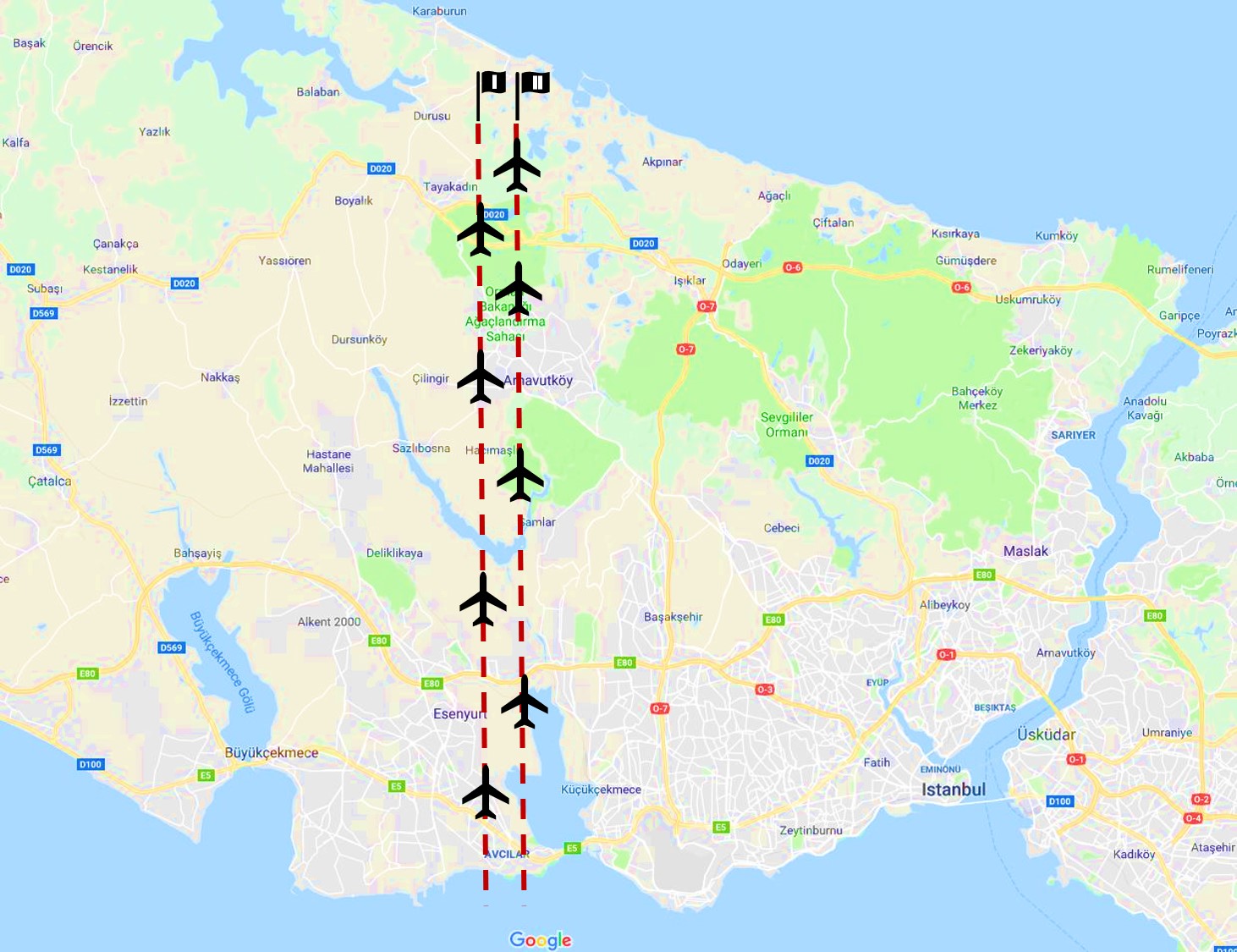 istanbul yeni havalimani na ucaklarin inis rotasi nereden geciyor havayolu 101