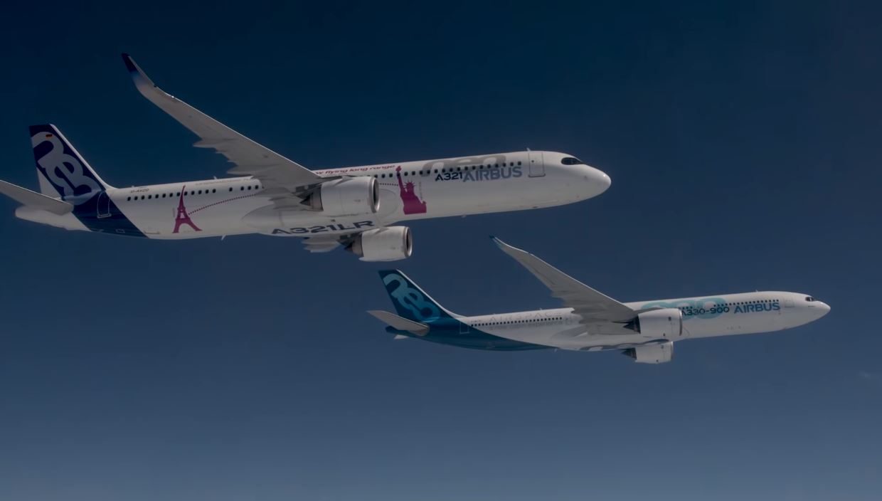 Airbus A321LR & A330neo flying in formation