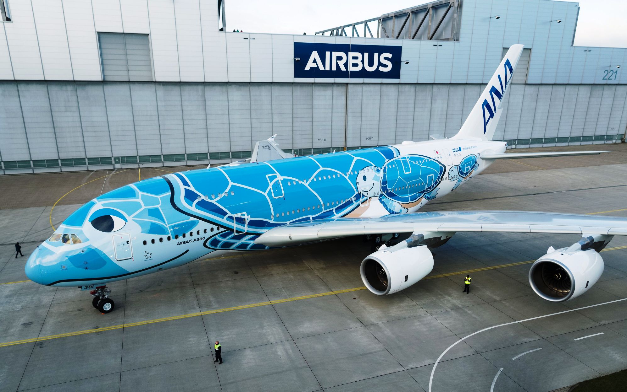 First ANA A380 rolls-out of Airbus Paintshop with unique livery