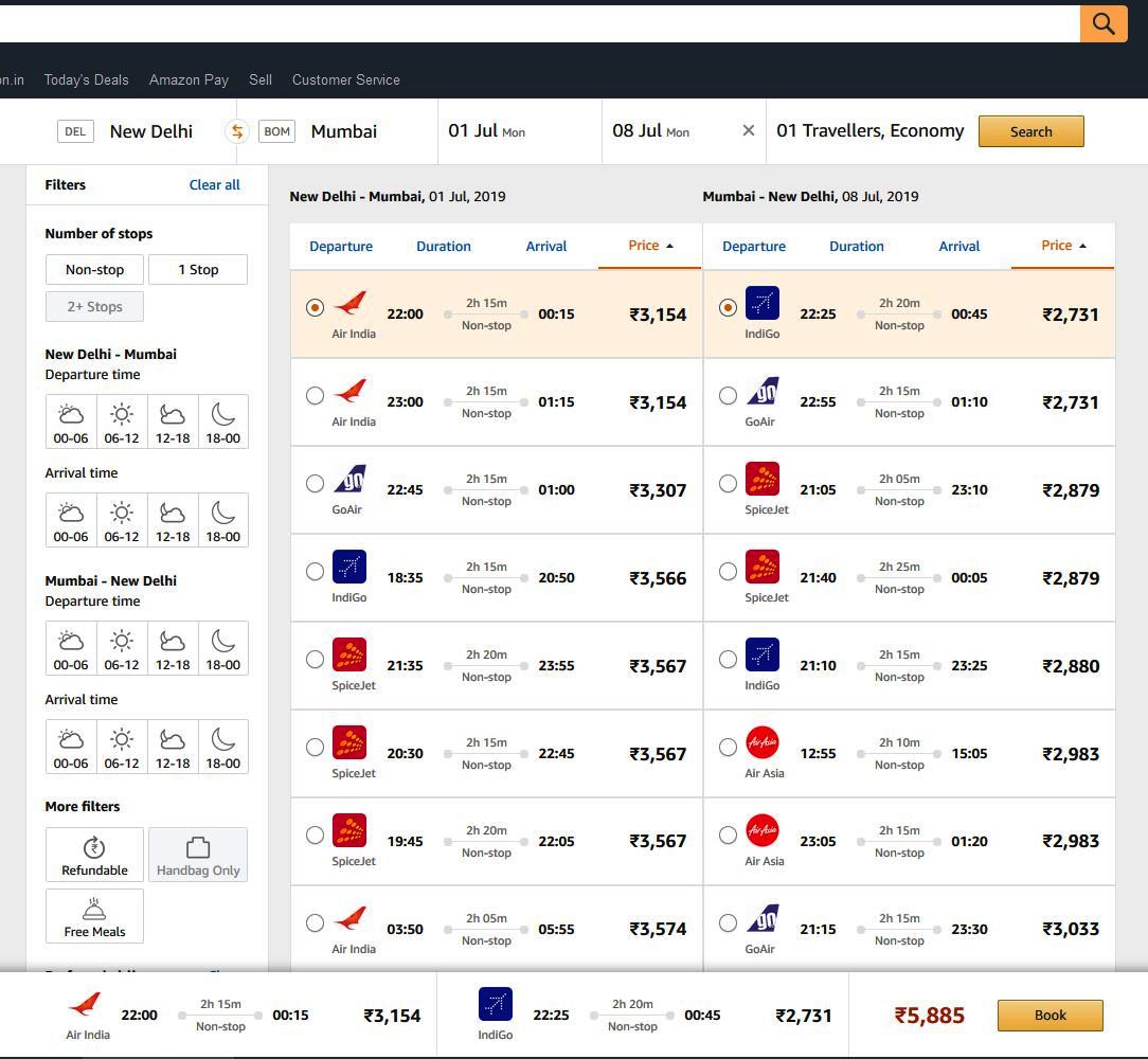 Amazon, Hindistan’da Uçak Bileti Satmaya Başladı