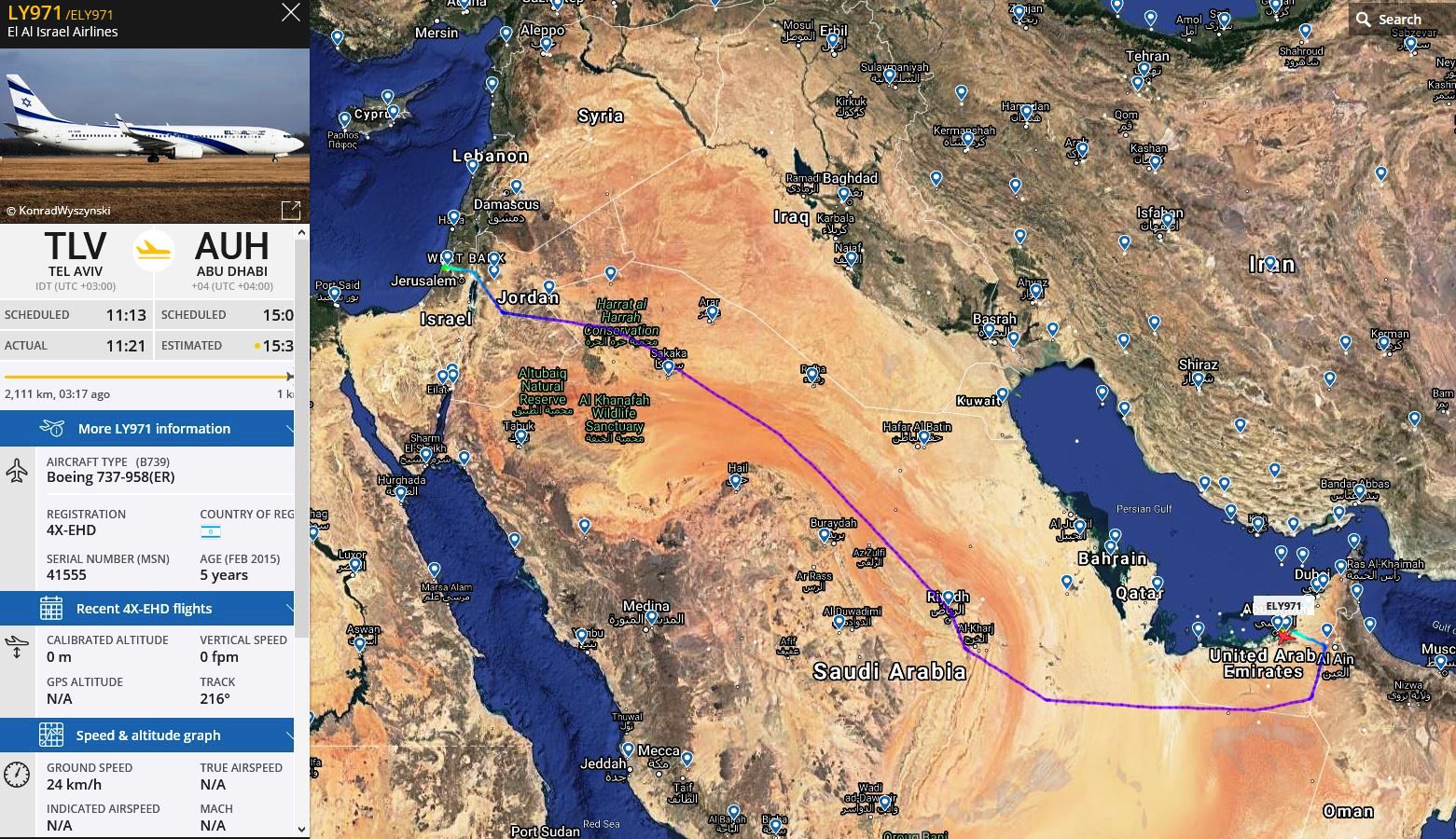 ABD Heyetini taşıyan El Al uçağının Tel Aviv - Dubai uçuşu (31 Ağustos 2020)