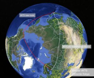 Helsinki - Tokyo rota uzunluğundaki değişim.