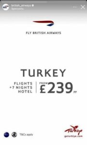 British Airways - Türkiye Tatil Kampanyası (Mayıs 2022)