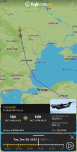 Türk Hava Kuvvetleri filosundaki iki A400, Türkiye'ye döndü. (20 Aralık 2022)