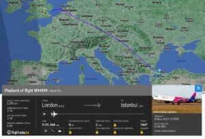 Wizz Air, Londra Luton - İstanbul İGA ilk uçuşun rotası. (28 Mart 2023)
