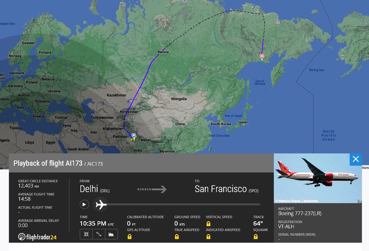 Air India AI173 (Delhi - San Francisco)