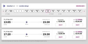 İstanbul - Londra Wizz Air Uçak Bileti Fiyatları (29 Eylül 2023)