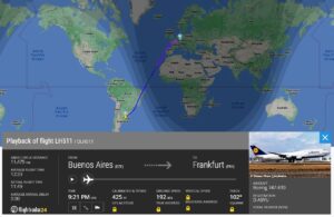 Lufthansa'nın Buenos Aires - Frankfurt seferi (15 Ocak 2024)
