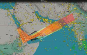 Hayli Gubi yanardağından çıkan kül bulutlarının muhtemel etki sahası.