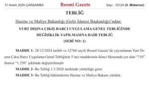 Resmî Gazete, 31 Aralık 2025, Sayı : 33124 (5. Mükerrer)