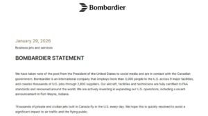 Bombardier firmasının açıklaması (29 Ocak 2026)