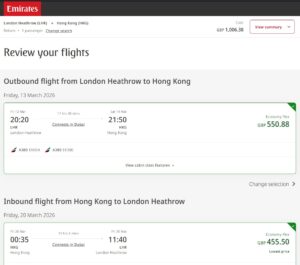 Emirates x Londra - Dubai - Hong Kong