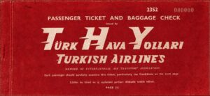 1963 yılına ait bir THY bileti
